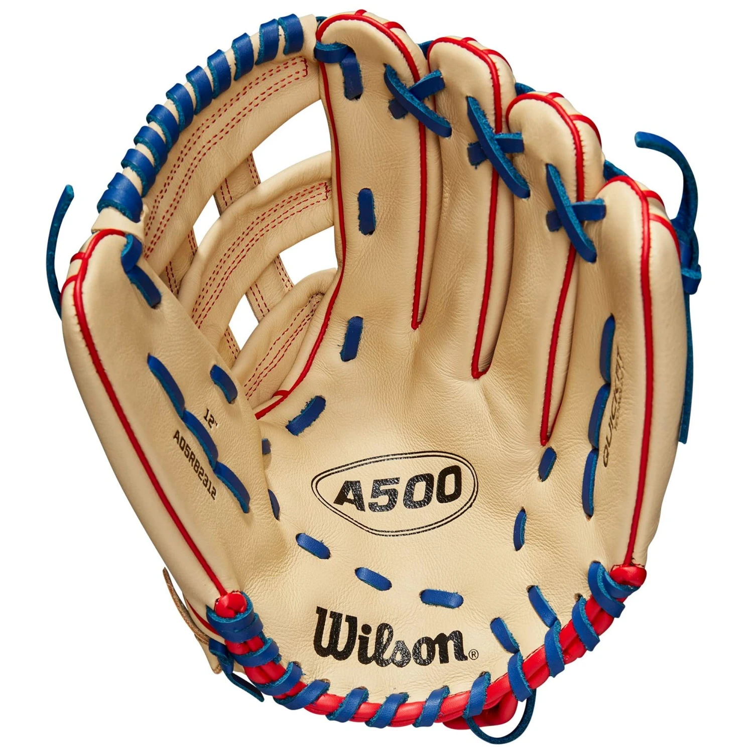Wilson A500 H Web 12" Youth Baseball Glove Right Hand Throw (Blonde/Red/Royal) - Image 7