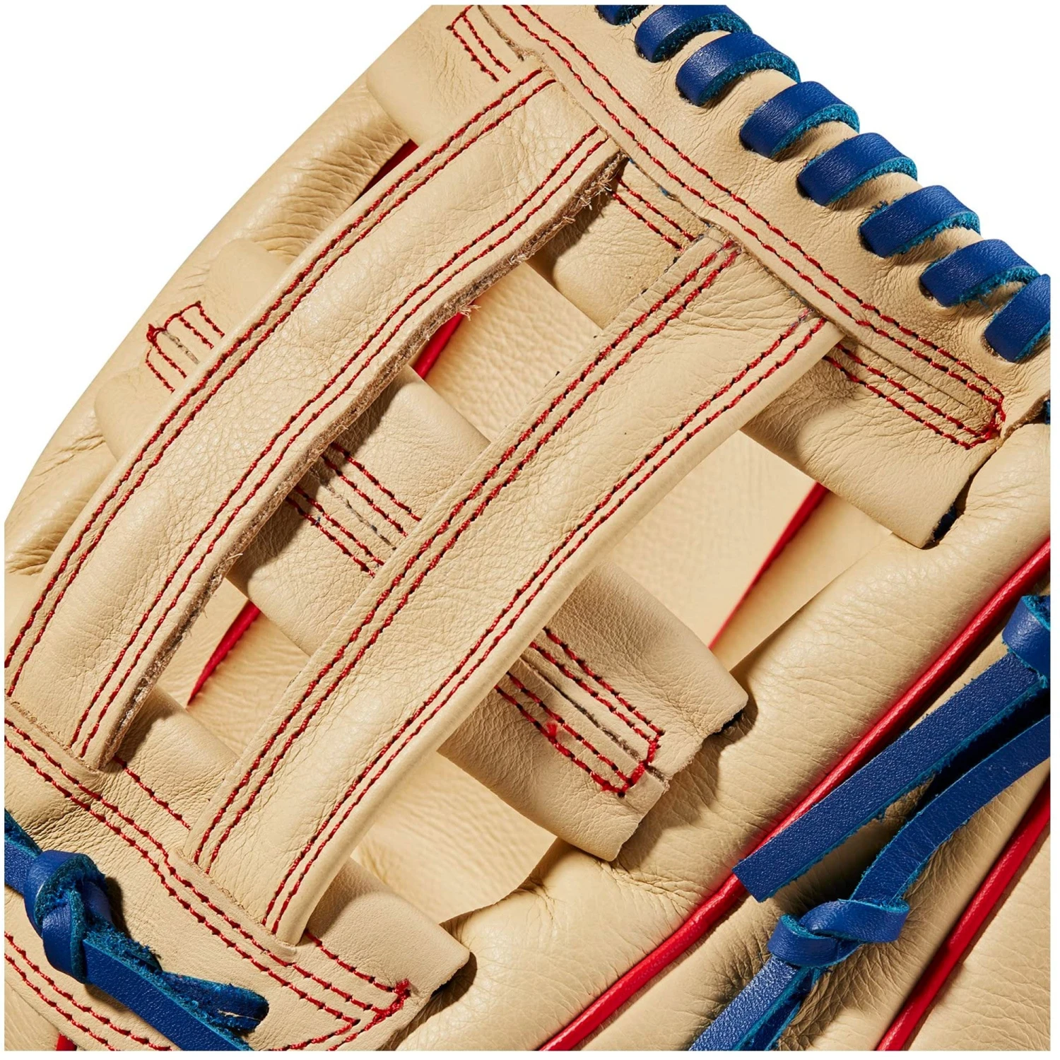 Wilson A500 H Web 12" Youth Baseball Glove Right Hand Throw (Blonde/Red/Royal) - Image 3