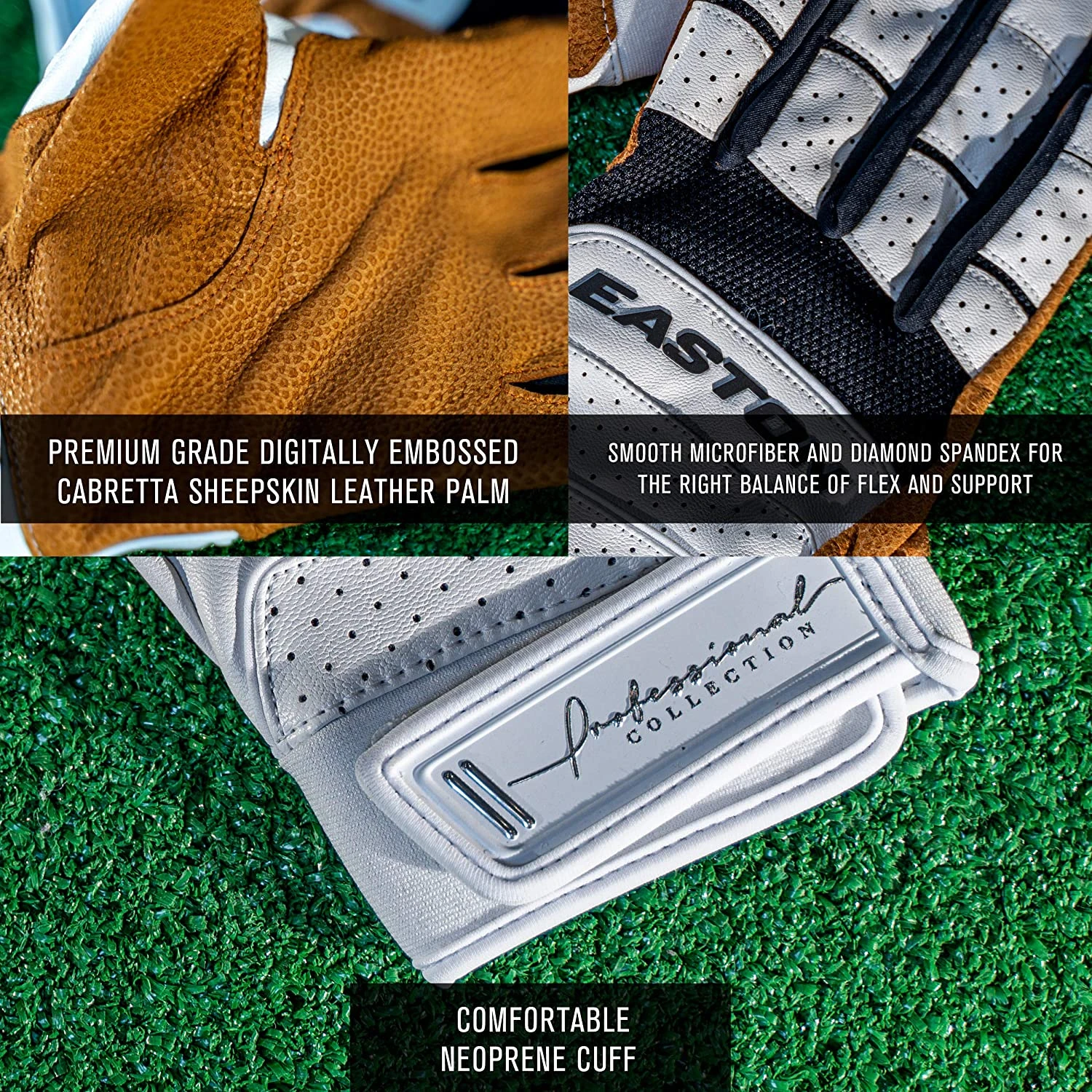 Easton Ramon Laureano Professional Collection Adult Batting Gloves, Large, White - Image 4