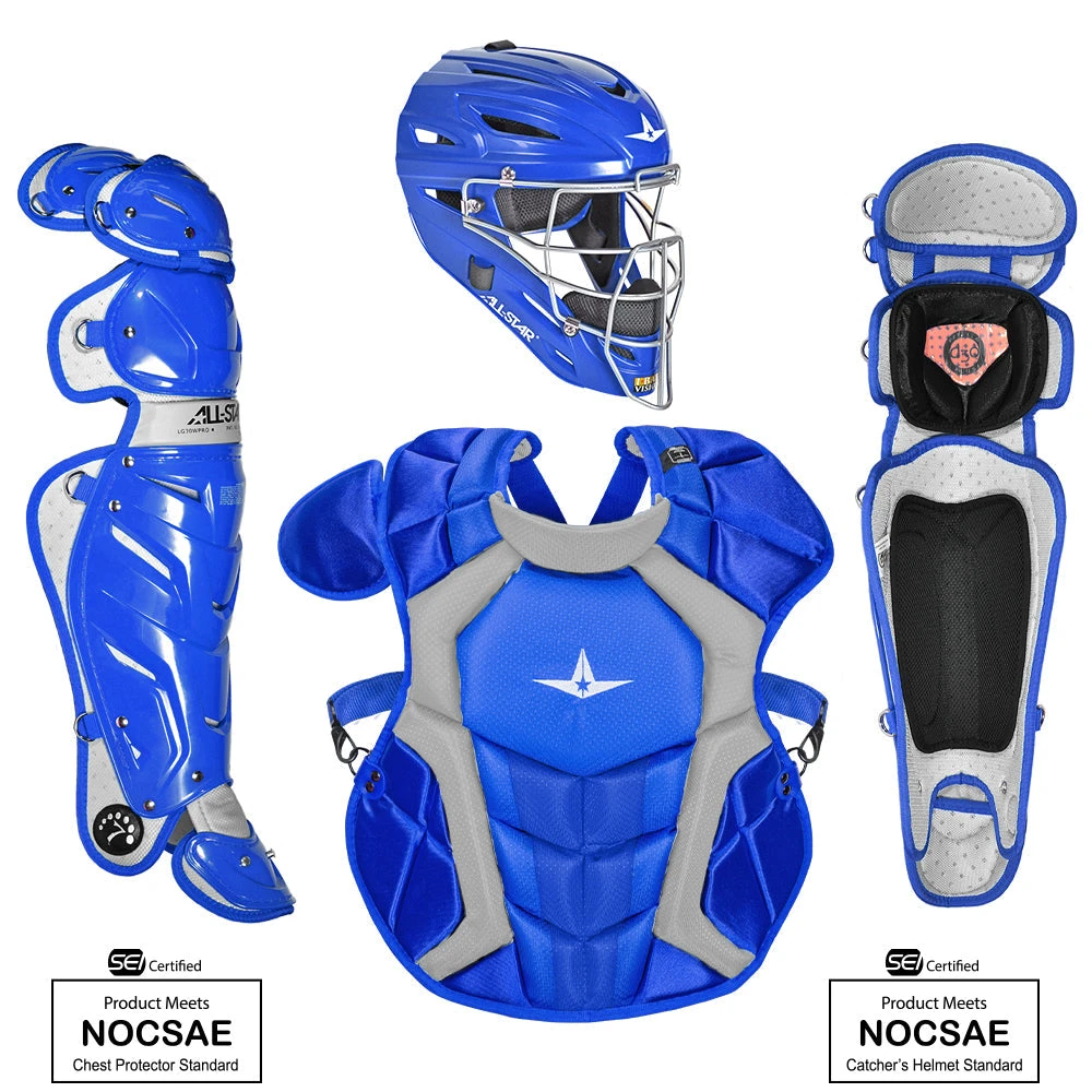 All-Star System7 NOCSAE Certified Adult Pro Baseball Catcher's Kit (Royal)