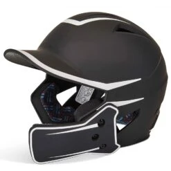 Champro HX Legend Plus Batting Helmet W/ Reversible Jaw Guard (Black / White)