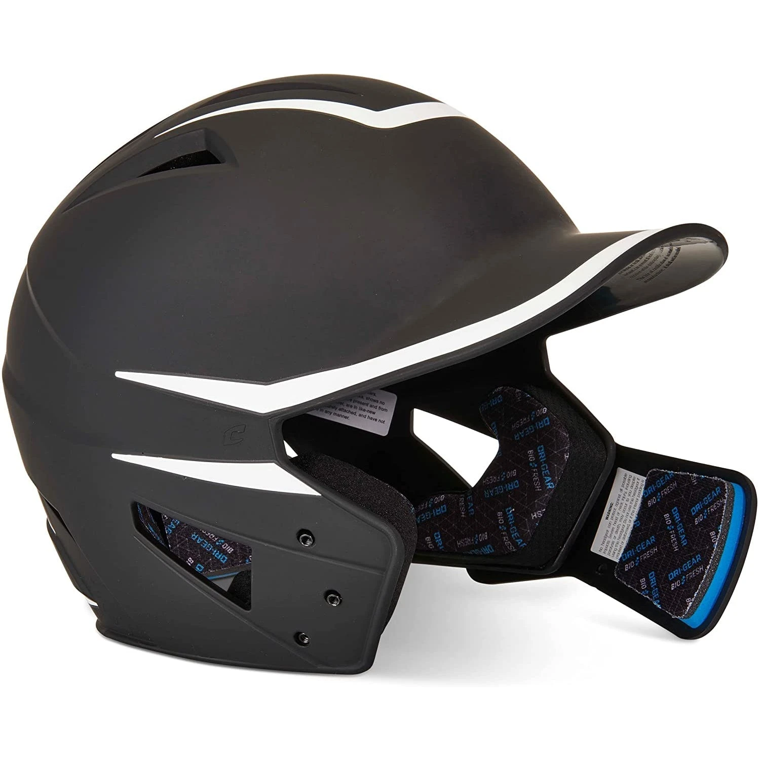 Champro HX Legend Plus Batting Helmet W/ Reversible Jaw Guard (Black / White) - Image 2