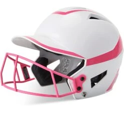 Champro Rise Pro Fastpitch Softball Batting Helmet W/ Facemask (White/Pink)