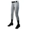 Champro Tournament Traditional Low Rise Girls Fastpitch Softball Pants W/Braid (Gray/Navy)