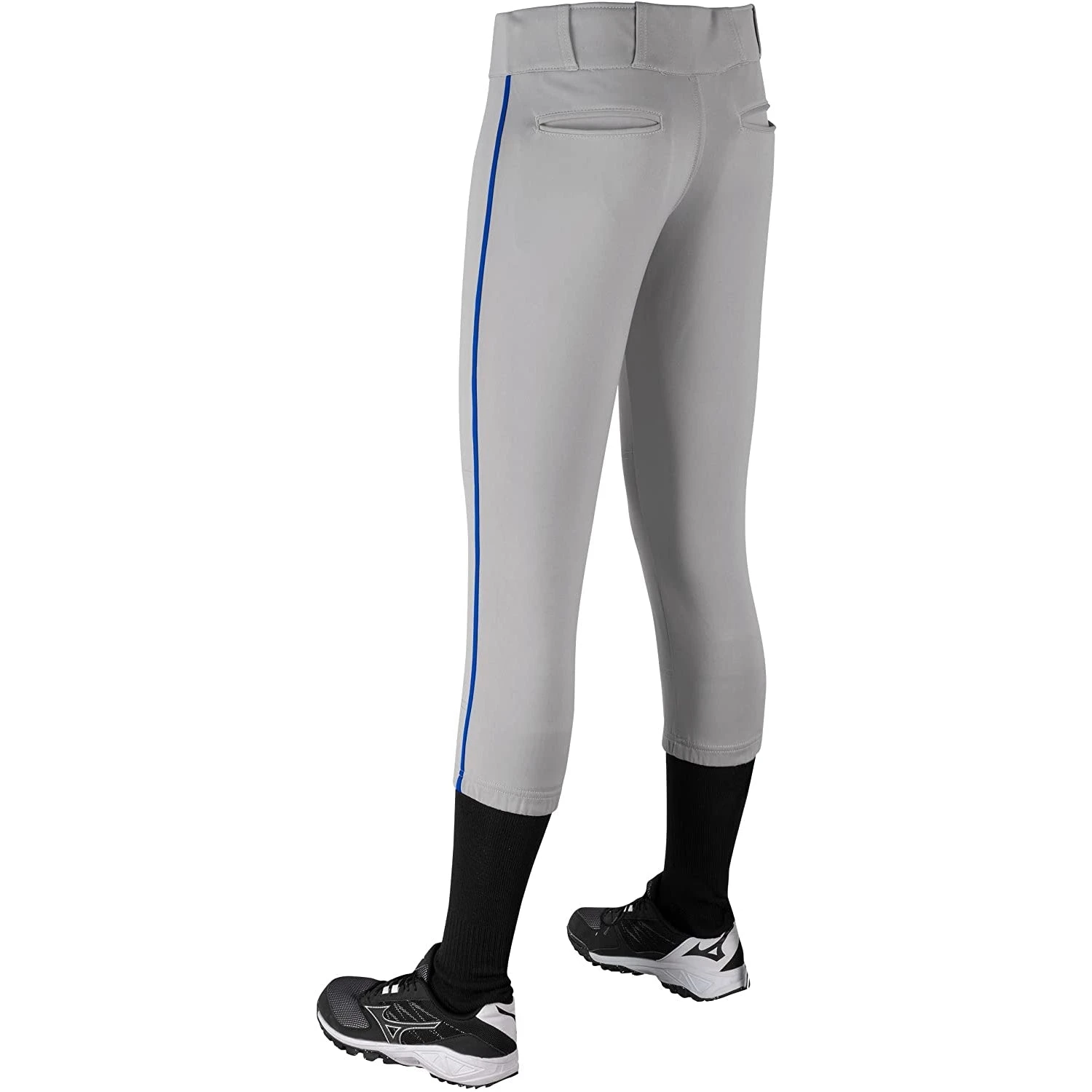 Champro Tournament Traditional Low Rise Girls Fastpitch Softball Pants W/ Braid (Gray/Royal) - Image 3
