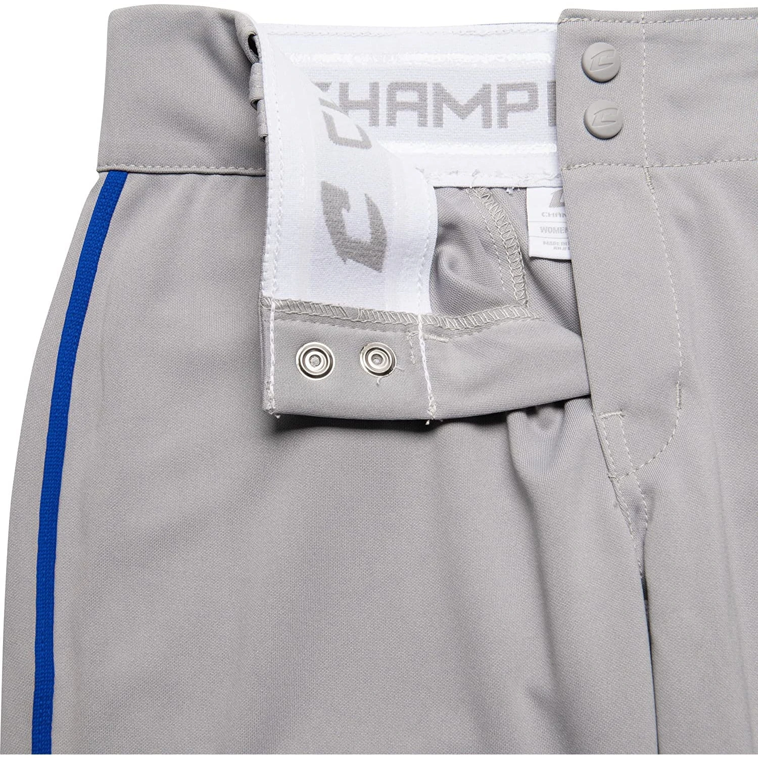 Champro Tournament Traditional Low Rise Girls Fastpitch Softball Pants W/ Braid (Gray/Royal) - Image 7