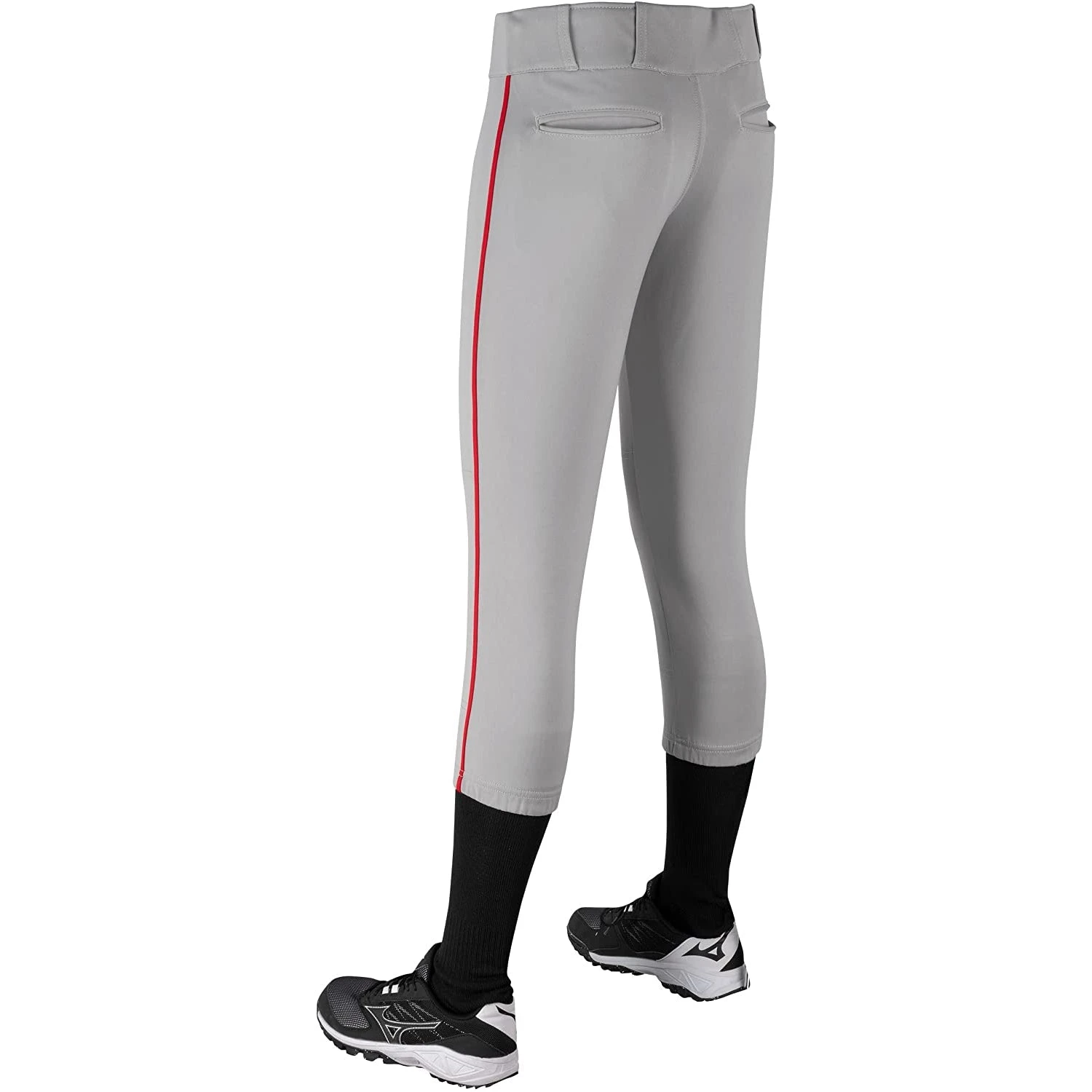 Champro Tournament Traditional Low Rise Womens Fastpitch Pants W/ Braid (Gray / Scarlet) - Image 3