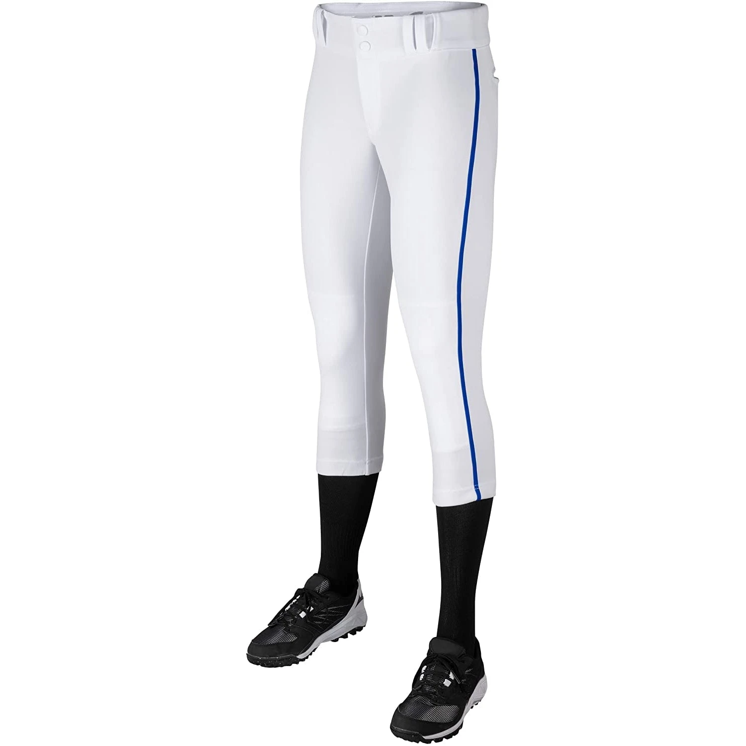 Champro Tournament Traditional Low Rise Womens Fastpitch Pants W/ Braid (White/Royal) - Image 2