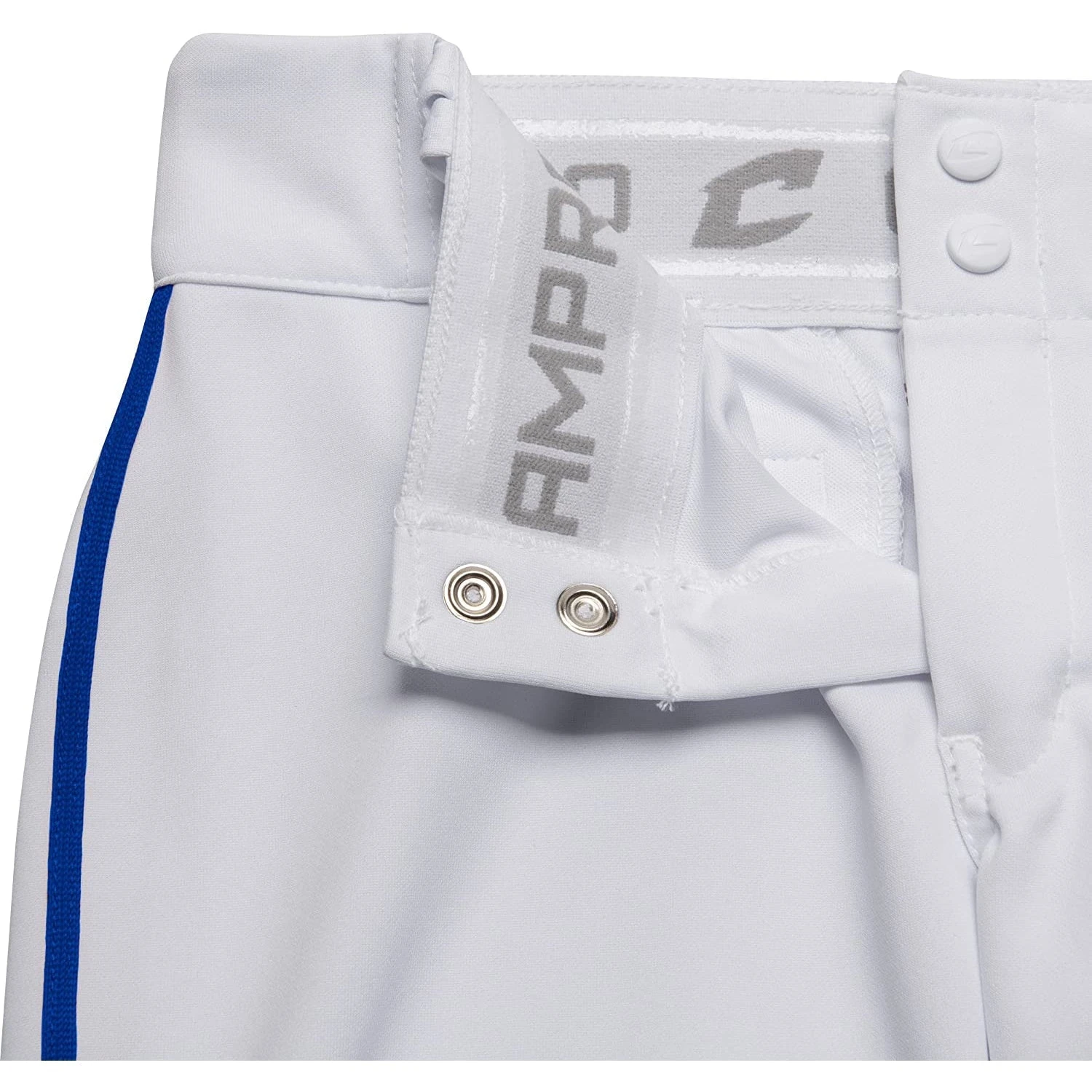 Champro Tournament Traditional Low Rise Womens Fastpitch Pants W/ Braid (White/Royal) - Image 7