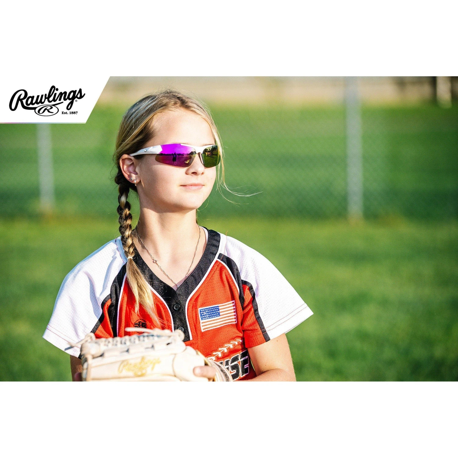 RAWLINGS Youth Sports Baseball Sunglasses Durable 100% UV Poly Lens, Shielded Lens (White/Pink) - Image 3