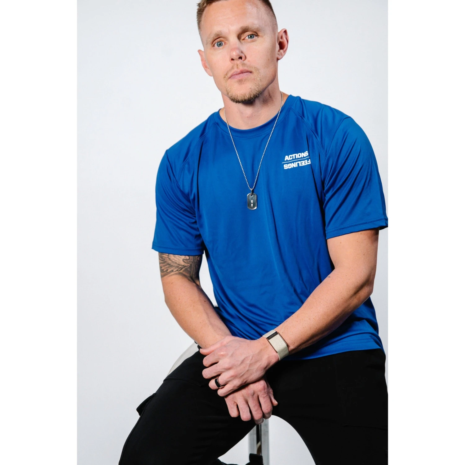 Guardian Baseball Brandon Guyer Mindset Performance Line Actions Over Feelings Athletic Shirt (Royal) - Image 2