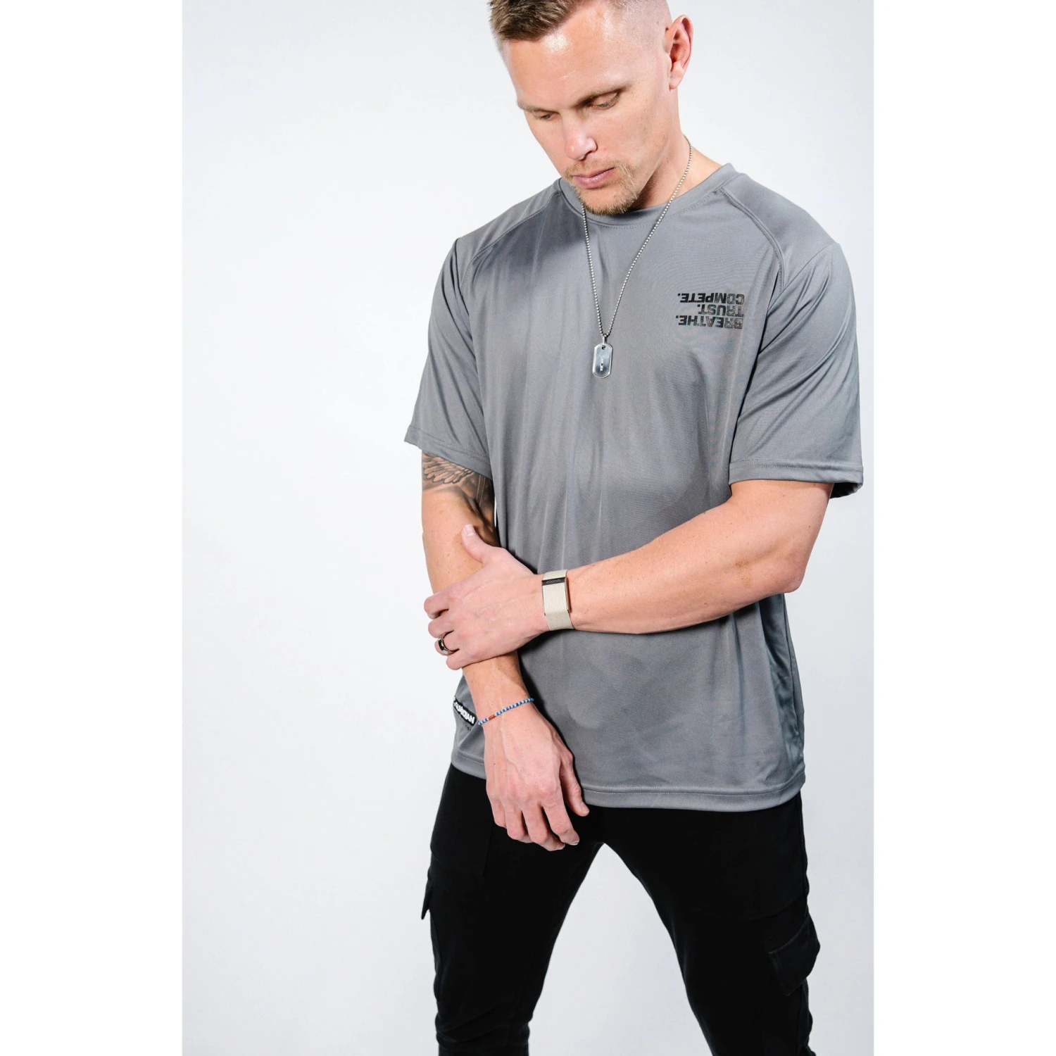 Guardian Baseball Brandon Guyer Mindset Performance Line Breathe Trust Compete, Breathable Workout Shirt (Charcoal) - Image 3