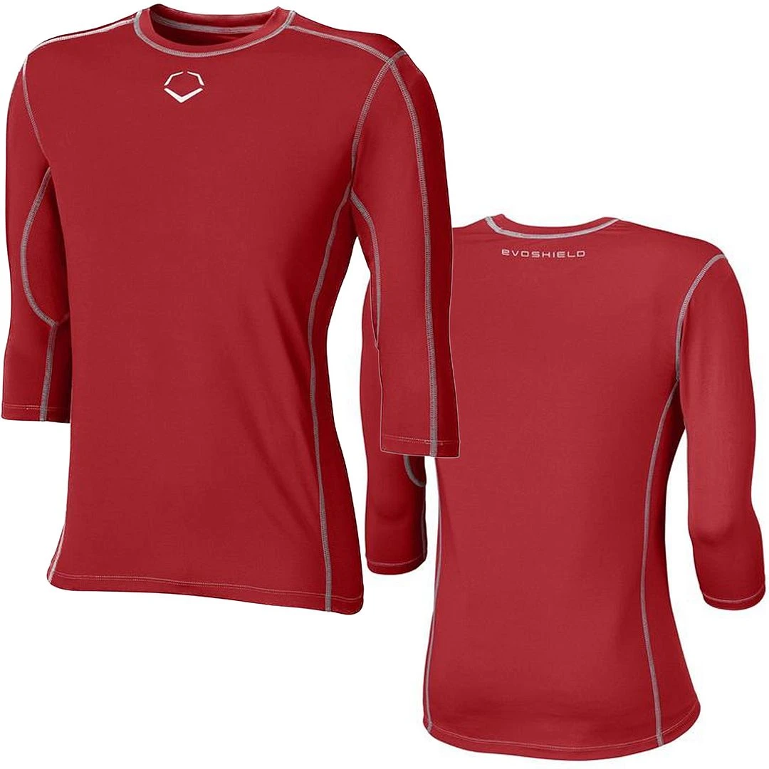 EvoShield Pro Team Baseball Adult Men's Mid Sleeve Workout Tee Shirt (Scarlet) - Image 3