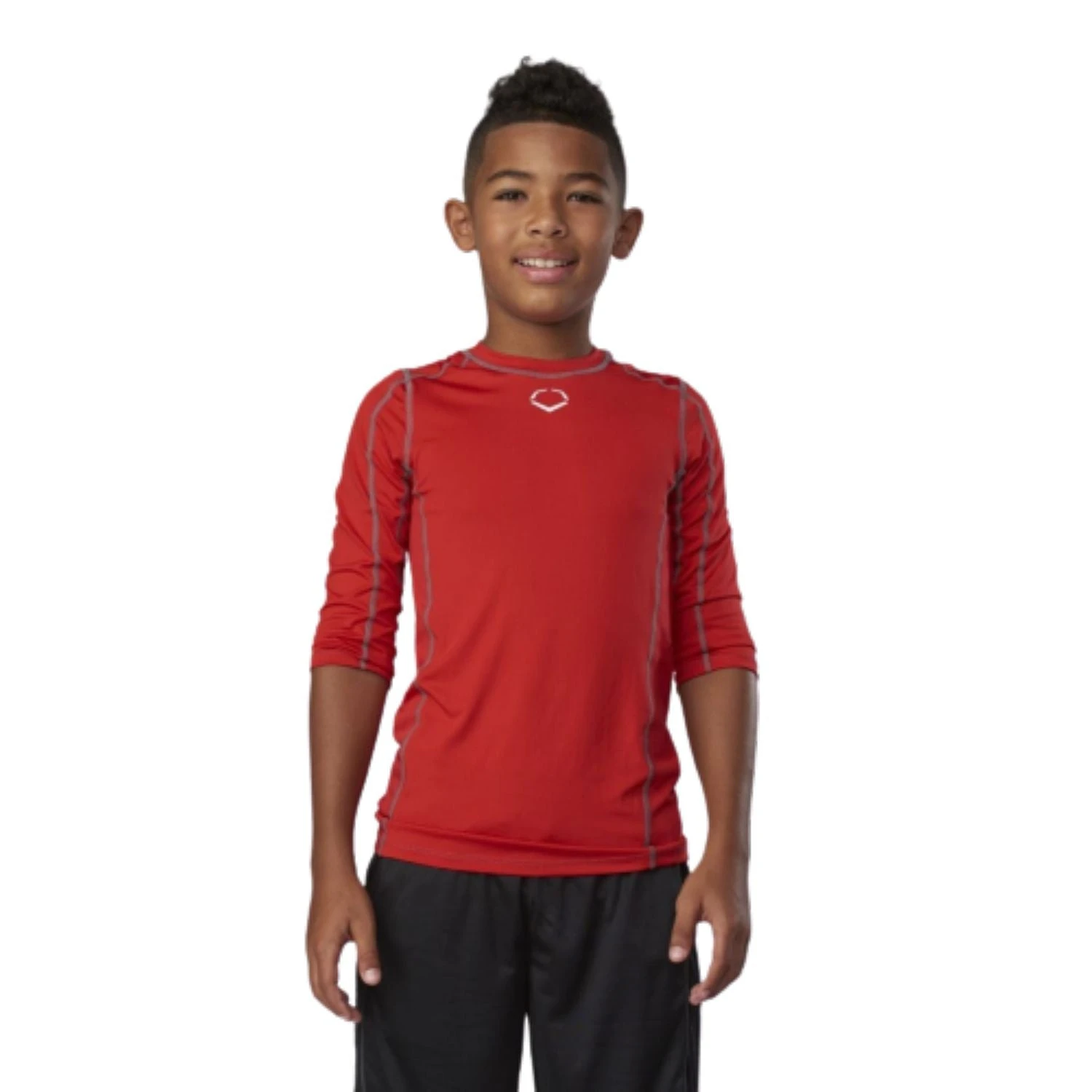 EvoShield Pro Team Baseball Youth Boy's Mid Sleeve Workout Tee Shirt (Scarlet) - Image 3