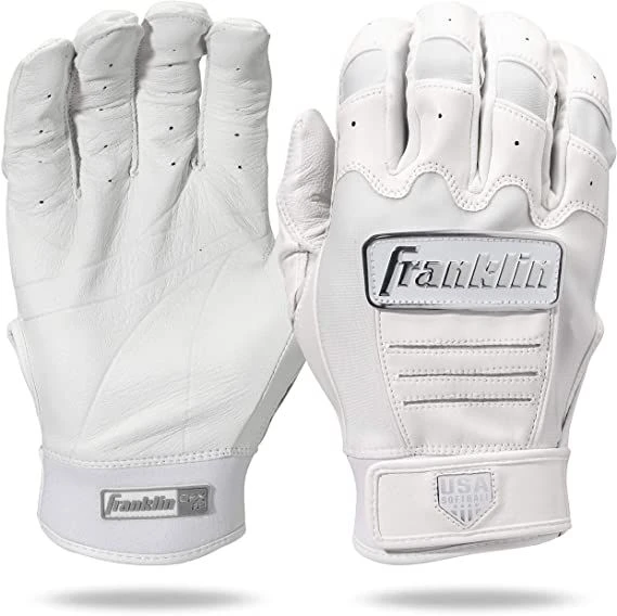 Franklin Sports CFX Pro Softball Fastpitch Women's Batting Gloves (White)