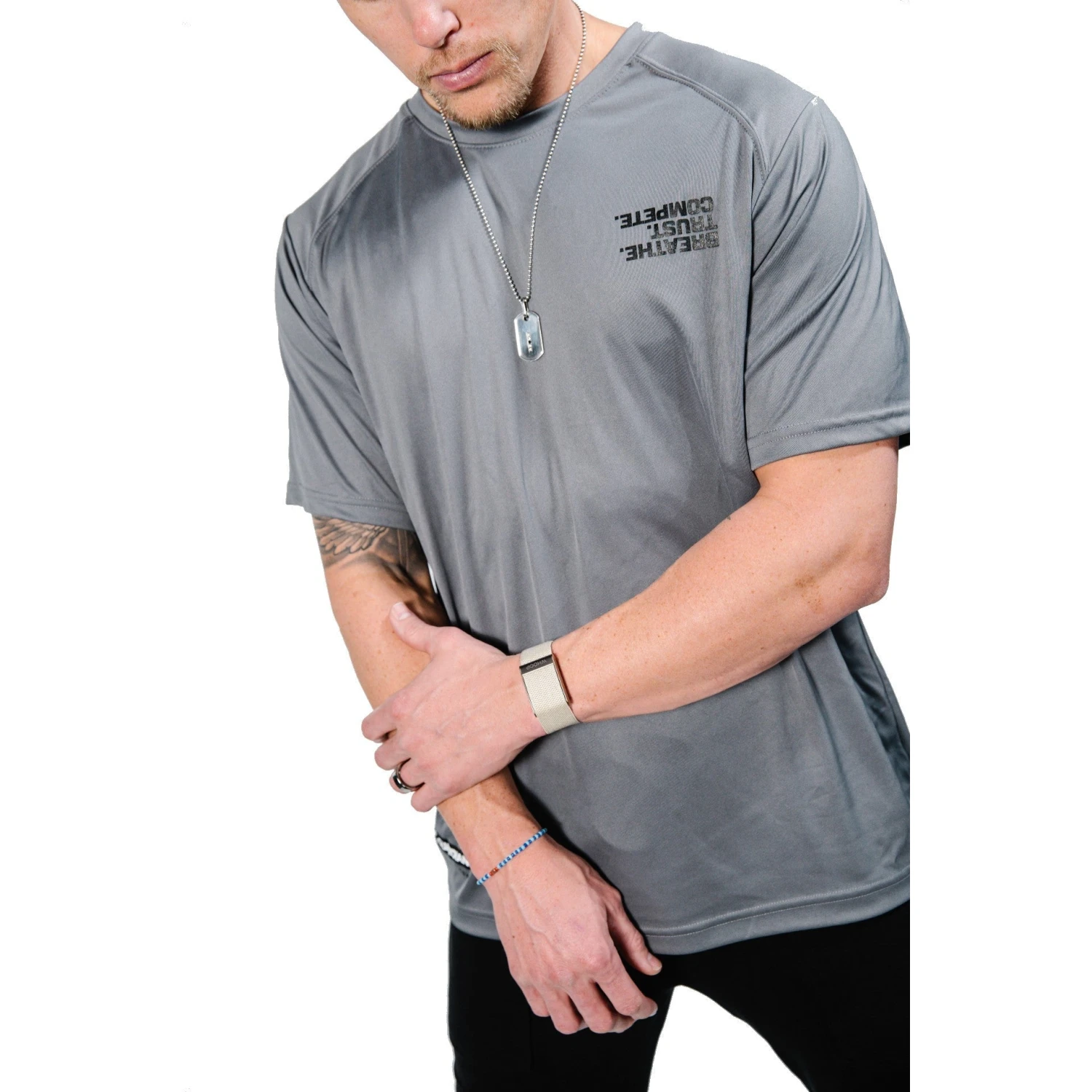 Guardian Baseball Brandon Guyer Mindset Performance Line Breathe Trust Compete, Breathable Workout Shirt (Charcoal)