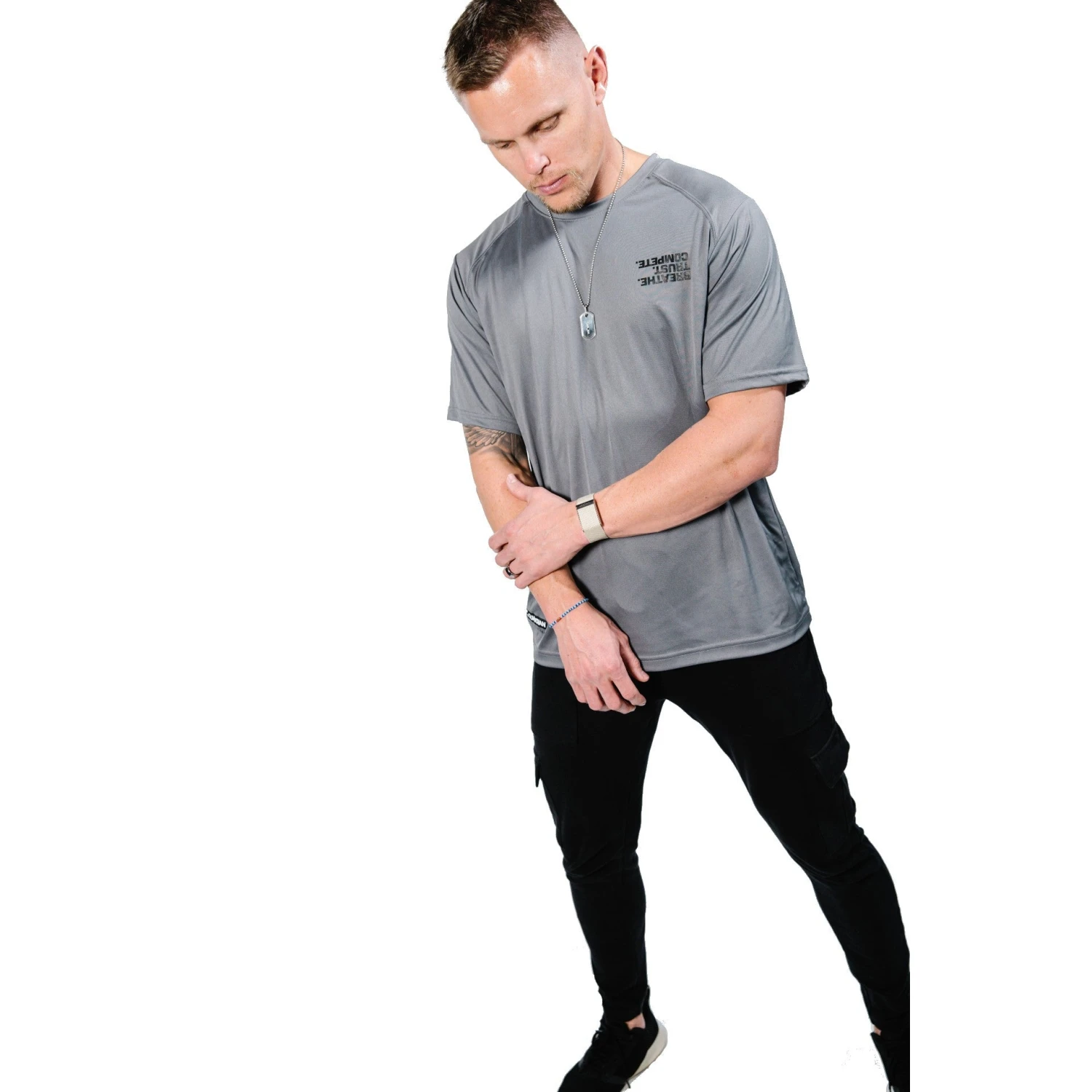 Guardian Baseball Brandon Guyer Mindset Performance Line Breathe Trust Compete, Breathable Workout Shirt (Charcoal) - Image 2