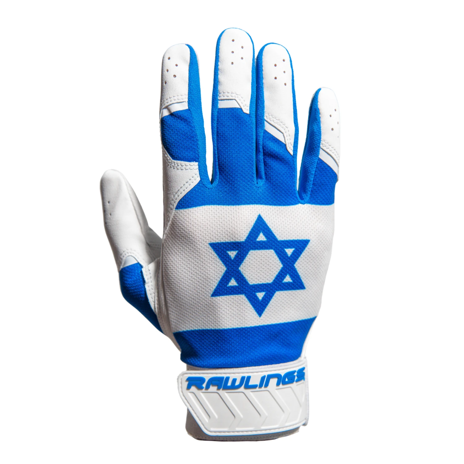 Guardian Baseball X Rawlings 5150 Limited Edition Israel Flag Baseball Batting Gloves Adult Sizes (Royal/White)