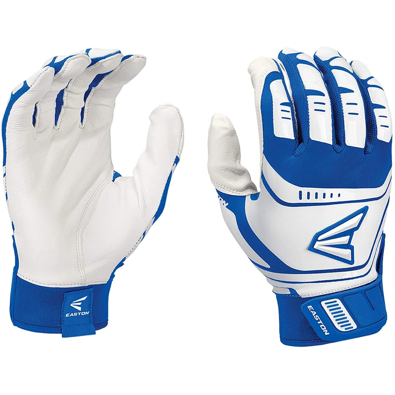 Easton Baseball Walk Off Power Leverage Adult Batting Gloves (White/Royal) - Image 2