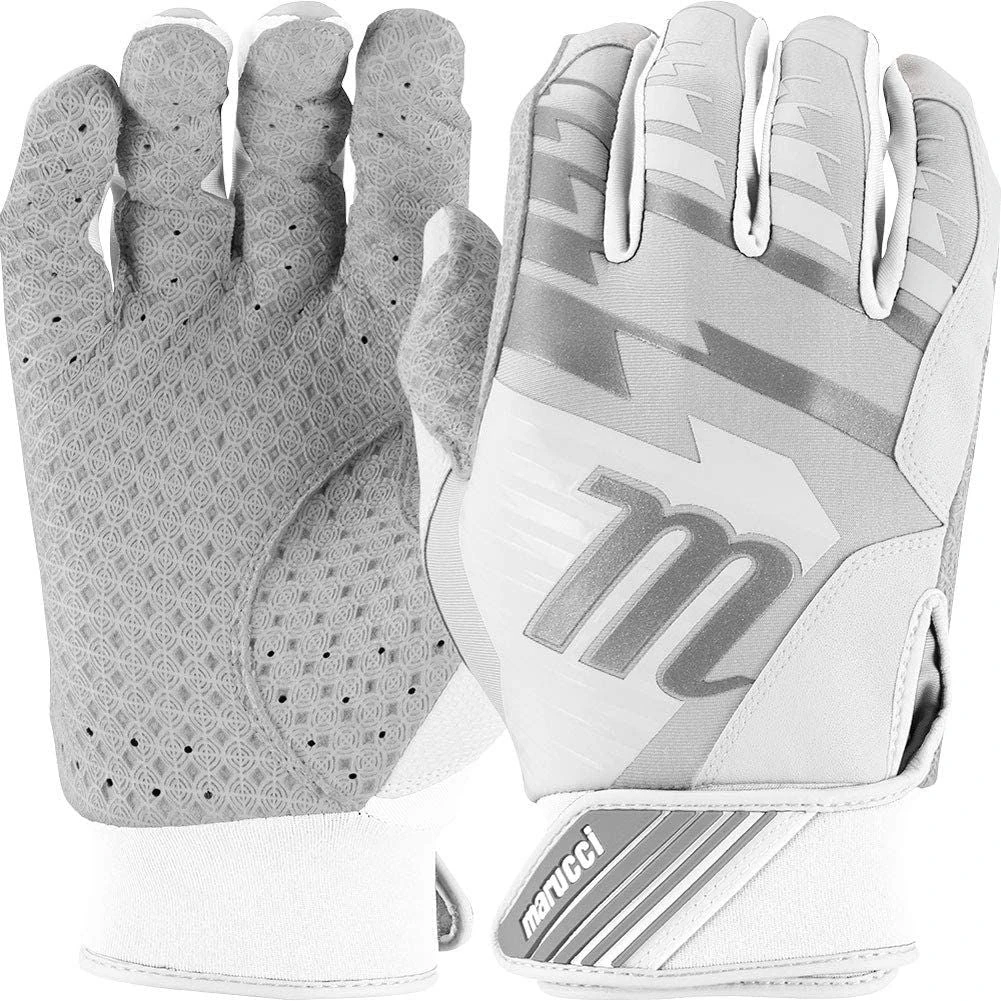 Marucci Tesoro Adult Baseball Batting Gloves (White/Gray) - Image 3