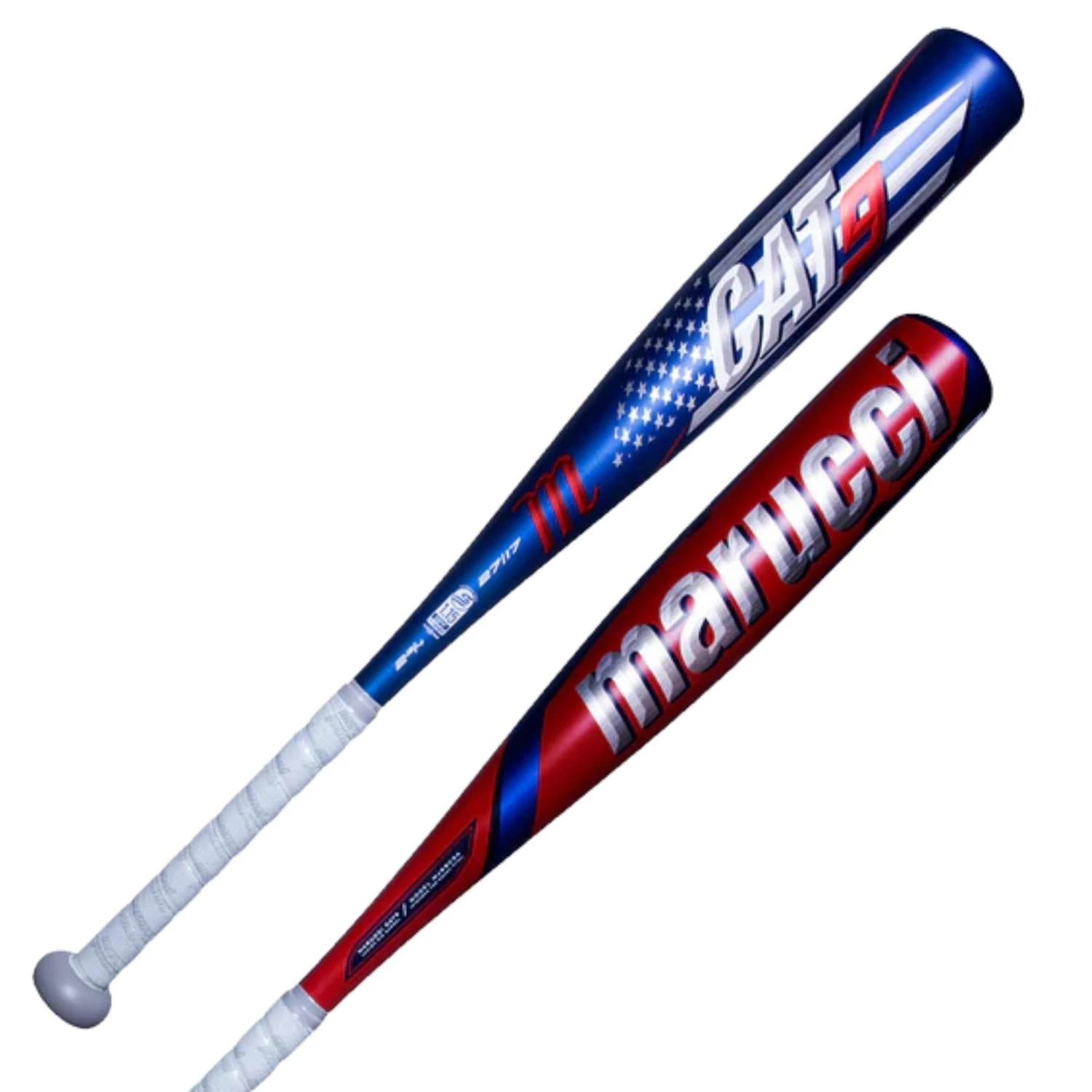 Marucci CAT9 America USSSA Baseball Bat 1 Piece Aluminum 2 3/4 Barrel (Blue/Red Stars)