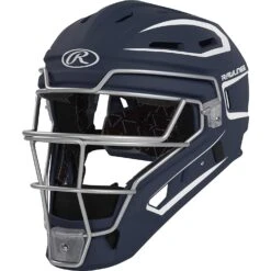 Rawlings Velo 2.0 Series 2-Tone Matte Finish Catchers Helmet Senior Adult Size (Navy/White)
