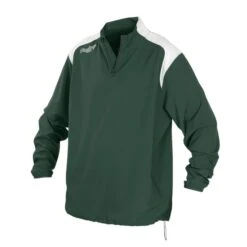 Rawlings Baseball Adult Men's Long Sleeve Quarter-Zip Jacket (Dark Green)