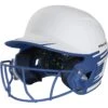 Rawlings Mach Ice Fastpitch Softball Batting Helmet With Face Guard (White/Royal)