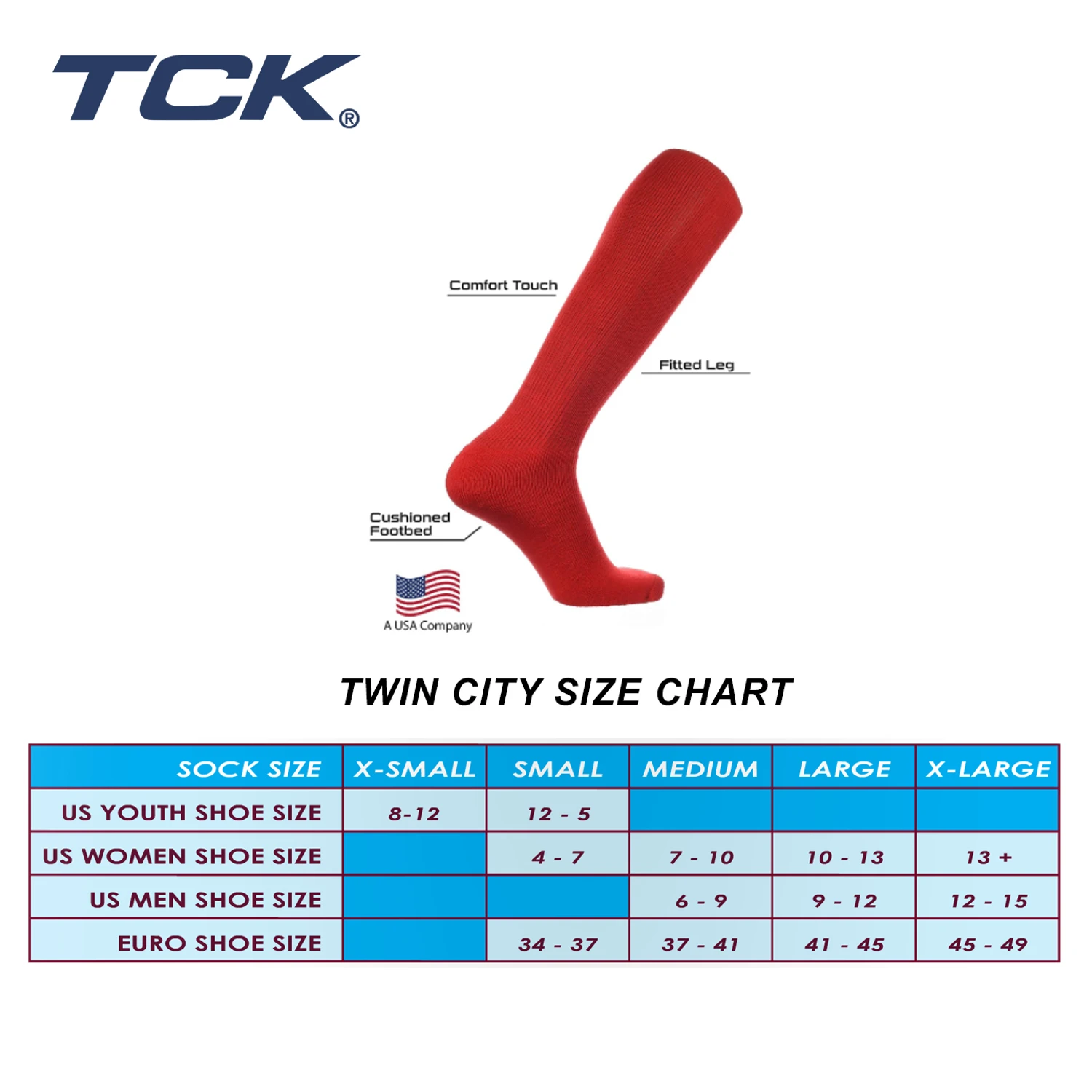 TCK Twin City ALLSPORT Baseball Softball Solid Adult Sock (Red) - Image 5